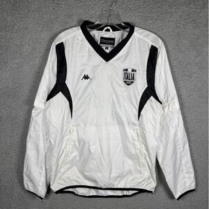 Kappa Italia Torino Piemonte Windbreaker White Black V-Neck Pullover Men L Japan